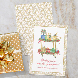 水彩シャンパンバーカート新年 シーズンカード