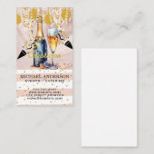 水彩シャンパン/紙吹雪とバルーン 名刺 (正面/裏面)