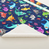 水彩シャークファミリー可愛パーソナライズされたい シェルパブランケット (3/4)