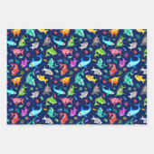 水彩シャークファミリー愛らしい海 ラッピングペーパーシート (正面3)