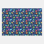 水彩シャークファミリー愛らしい海 ラッピングペーパーシート (正面3)