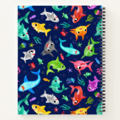 水彩シャークファミリー愛パーソナライズされたらしい ノートブック (裏面)