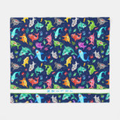 水彩シャークファミリー愛パーソナライズされたらしい フリースブランケット (正面(横))