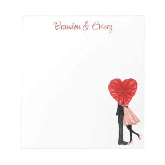 水彩ショッピングファッションガールカップル ノートパッド (正面)