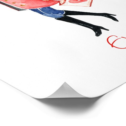 水彩ショッピングファッションガール ポスター (角)