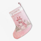 水彩ショマンベビー第1回クリスマスピンク スモールクリスマスストッキング (裏面 (吊り時))
