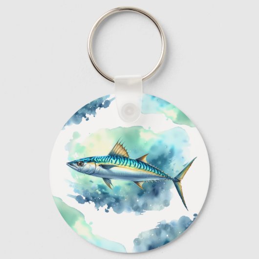 水彩シリーズ:サバ キーホルダー (正面)