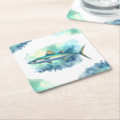 水彩シリーズ：サバ スクエアペーパーコースター (アングル)