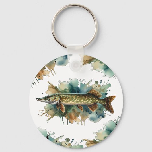 水彩シリーズ：パイク キーホルダー (正面)