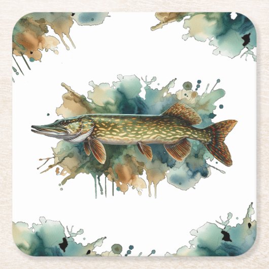 水彩シリーズ：パイク スクエアペーパーコースター (正面)