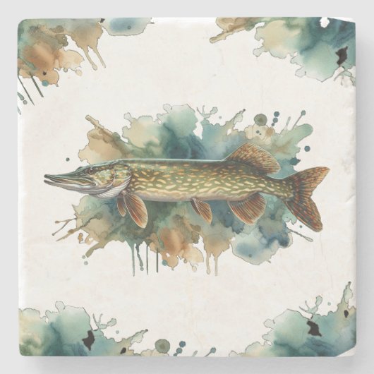 水彩シリーズ：パイク ストーンコースター (正面)