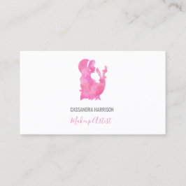 水彩シルエットピンクメイクアップアーティストエレガント 名刺