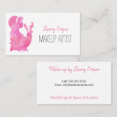 水彩シルエットピンクメイクアップアーティストエレガント 名刺 (正面/裏面)