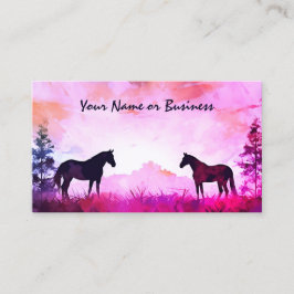 水彩シルエット馬フィールド 名刺