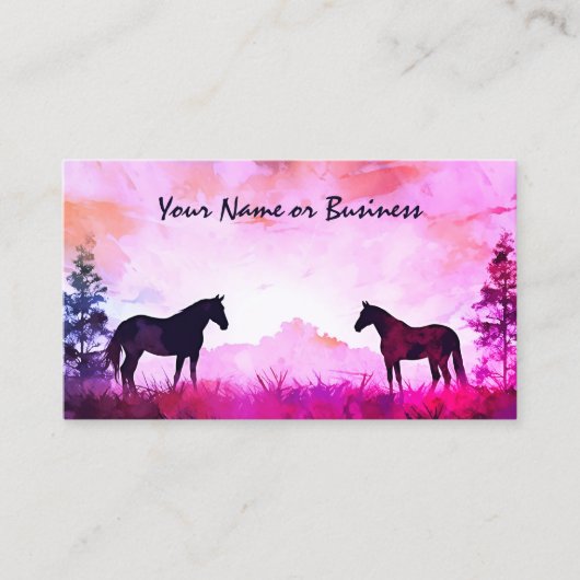 水彩シルエット馬フィールド 名刺 (正面)