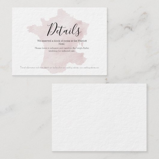 水彩シルエット フランス 結婚式 詳細カード エンクロージャーカード (正面/裏面)