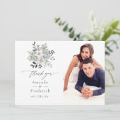 水彩シルバーセージフローラ結婚の写真 サンキューカード (スタンド正面)