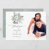 水彩シルバーセージフローラ結婚の写真 サンキューカード (正面/裏面)