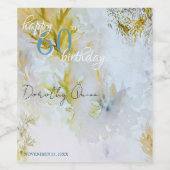 水彩シルバー&金ゴールド葉バースデーパーティー ワインラベル (シングルラベル)