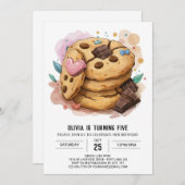 水彩シンプルおしゃれクッキー誕生日 招待状 (正面/裏面)
