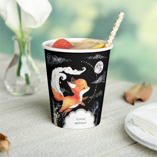 水彩シンプルキツネ誕生日 紙コップ (インサイチュ)