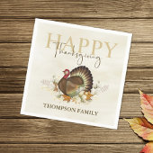 水彩シンプルハッピー感謝祭シンプルトルコ スタンダードカクテルナプキン