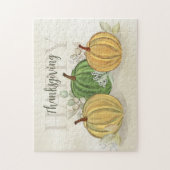 水彩シンプルパンプキングルハッピーサンクスギビング ジグソーパズル (縦)