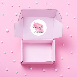 水彩シンプルピンクありがとう小規模企業 ラウンドシール