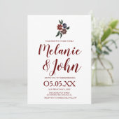 水彩シンプルフローラロマン結婚ティック 招待状 (スタンド正面)