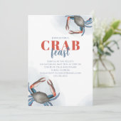水彩シンプルブルーカニ饗宴パーティーQRコード 招待状 (スタンド正面)