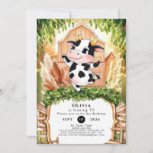 水彩シンプル牛誕生日 招待状 (正面)