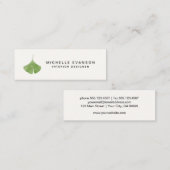 水彩シンプル緑色イチョウ葉自然 スキニー名刺 (正面/裏面)