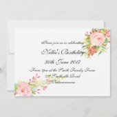 水彩シンプル誕生日エレガント招待状 招待状 (正面)