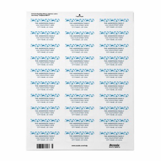 水彩シーアニマルズファミリーネーム差出人住所 ラベル (フルシート)