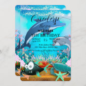 水彩シーアニマルバースデーパーティーへの招待 招待状 (正面/裏面)