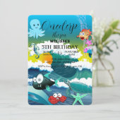 水彩シーアニマルバースデーパーティーへの招待 招待状 (スタンド正面)