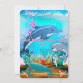 水彩シーアニマルバースデーパーティーへの招待 招待状 (裏面)
