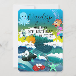 水彩シーアニマルバースデーパーティーへの招待 招待状