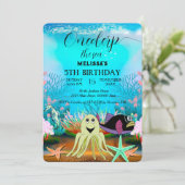 水彩シーアニマルバースデーパーティーへの招待 招待状 (スタンド正面)