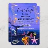 水彩シーアニマルバースデーパーティーへの招待 招待状 (正面/裏面)