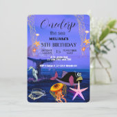 水彩シーアニマルバースデーパーティーへの招待 招待状 (スタンド正面)