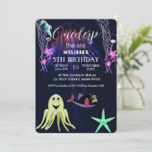 水彩シーアニマルバースデーパーティーへの招待 招待状 (スタンド正面)