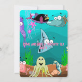 水彩シーアニマルバースデーパーティーへの招待 招待状 (裏面)