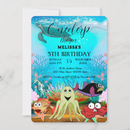 水彩シーアニマルバースデーパーティーへの招待 招待状