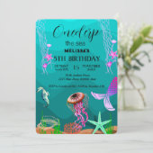 水彩シーアニマルバースデーパーティーへの招待 招待状 (スタンド正面)