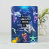 水彩シーアニマルバースデーパーティーへの招待 招待状 (スタンド正面)