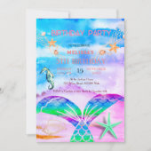 水彩シーアニマルバースデーパーティーへの招待 招待状 (正面)