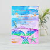 水彩シーアニマルバースデーパーティーへの招待 招待状 (スタンド正面)