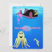 水彩シーアニマルバースデーパーティーへの招待 招待状 (裏面)