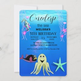 水彩シーアニマルバースデーパーティーへの招待 招待状